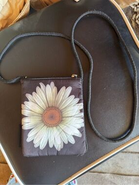 Harold Feinstein Black Crossbody Bag with White Daisy Print